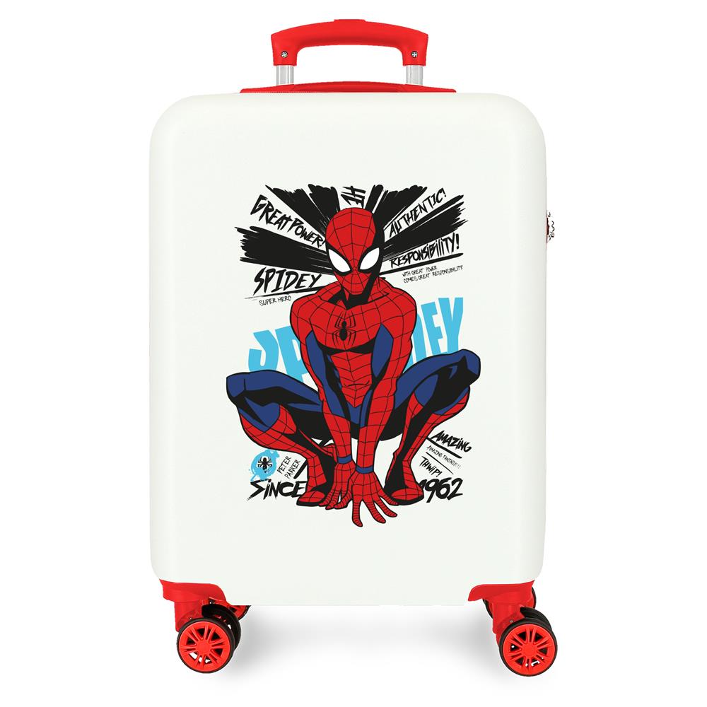 TROLLEY ABS 55CM.4R. SPIDERMAN INCROYABLE BLANC-ROUGE C.100
