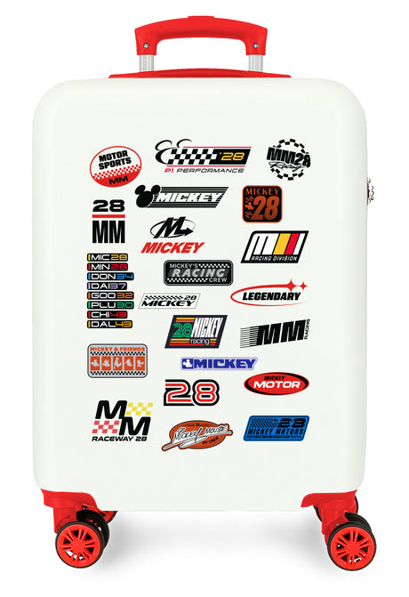 TROLLEY ABS 55CM.4R. MICKEY  MM28 RACING BLANCO-ROJO