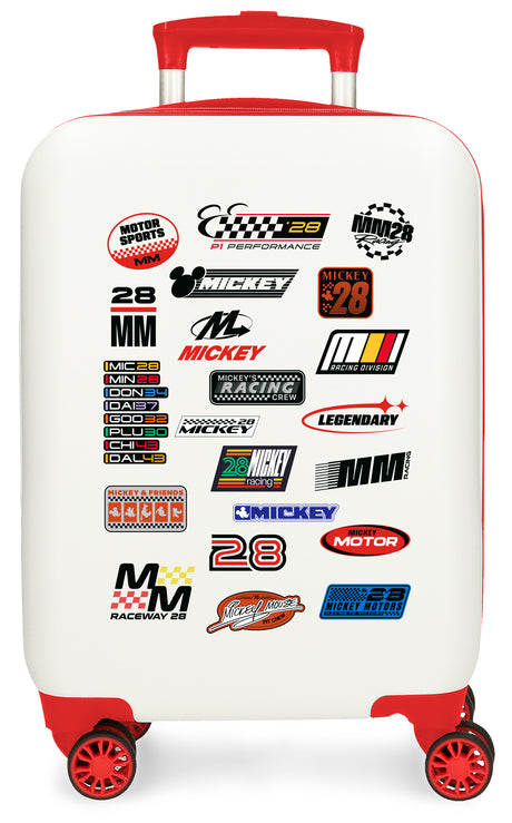 TROLLEY ABS 50CM.4R. MICKEY  MM28 RACING BLANCO-ROJO