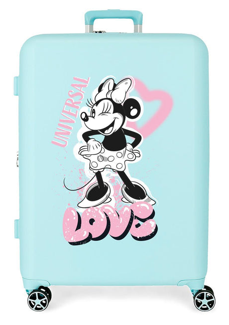 3739423 TROLLEY ABS 70cm.c/exp. 4r.MINNIE Turquoise Heart