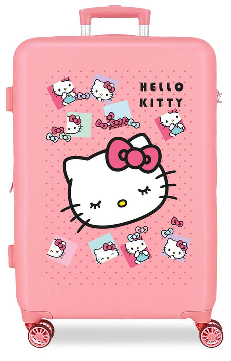 3341242 TROLLEY ABS 65CM. 4R. HELLO KITTY BOWS PINK