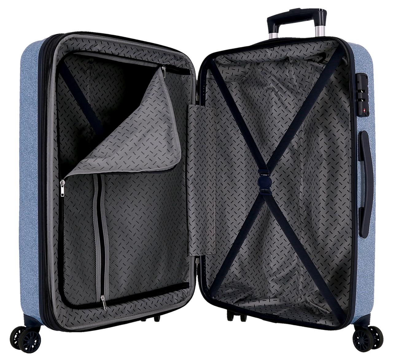 3291242 TROLLEY ABS 65CM. 4R. CUORI DI PUNTO DENIM
