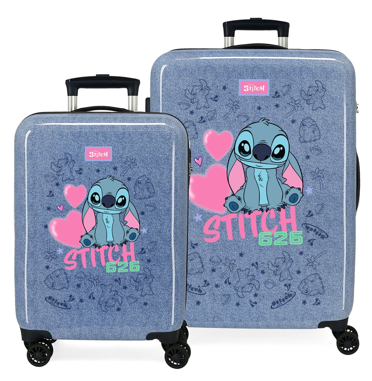 3291442 SET/2 TROLLEY ABS 55-65CM. 4R. CUORI DI PUNTO DENIM