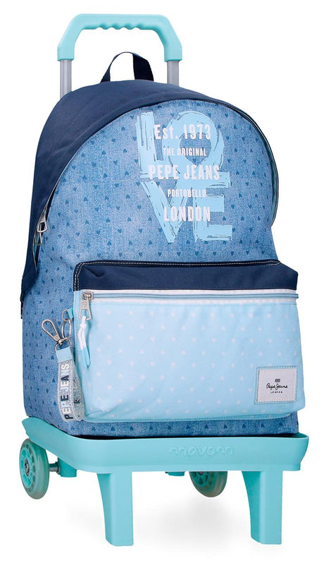 68223T2 MOCHILA ADAP.42CM.C/CARRO PJL NONI DENIM AZUL CLAR
