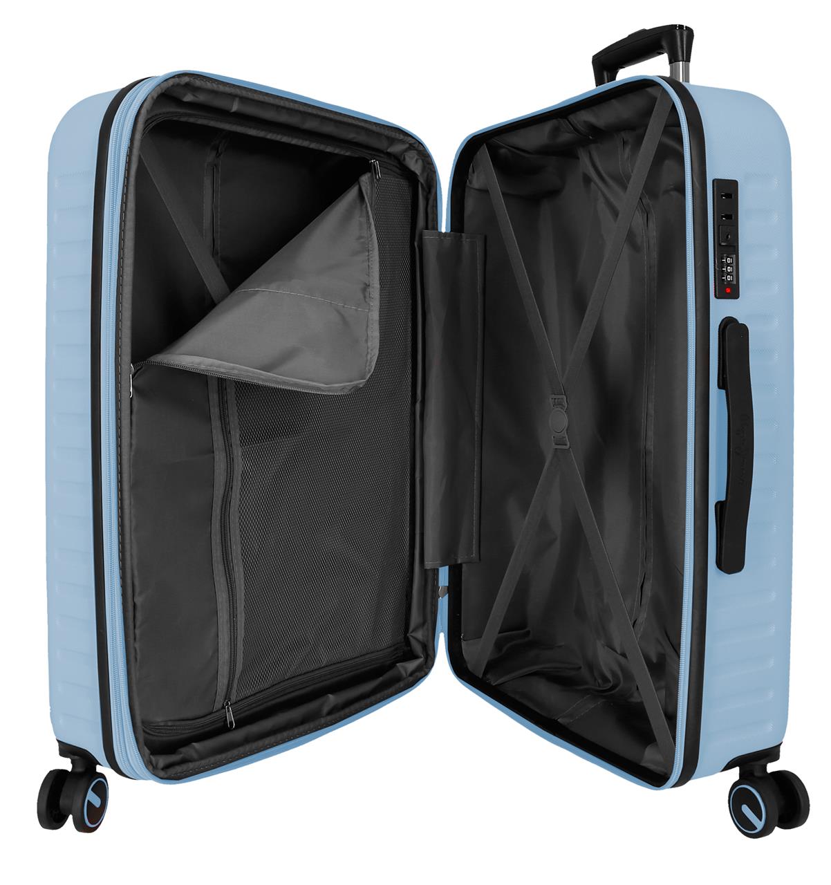 7568843 TROLLEY ABS 68CM. C/EXP. 4R. PJL MONTANA HELLBLAU