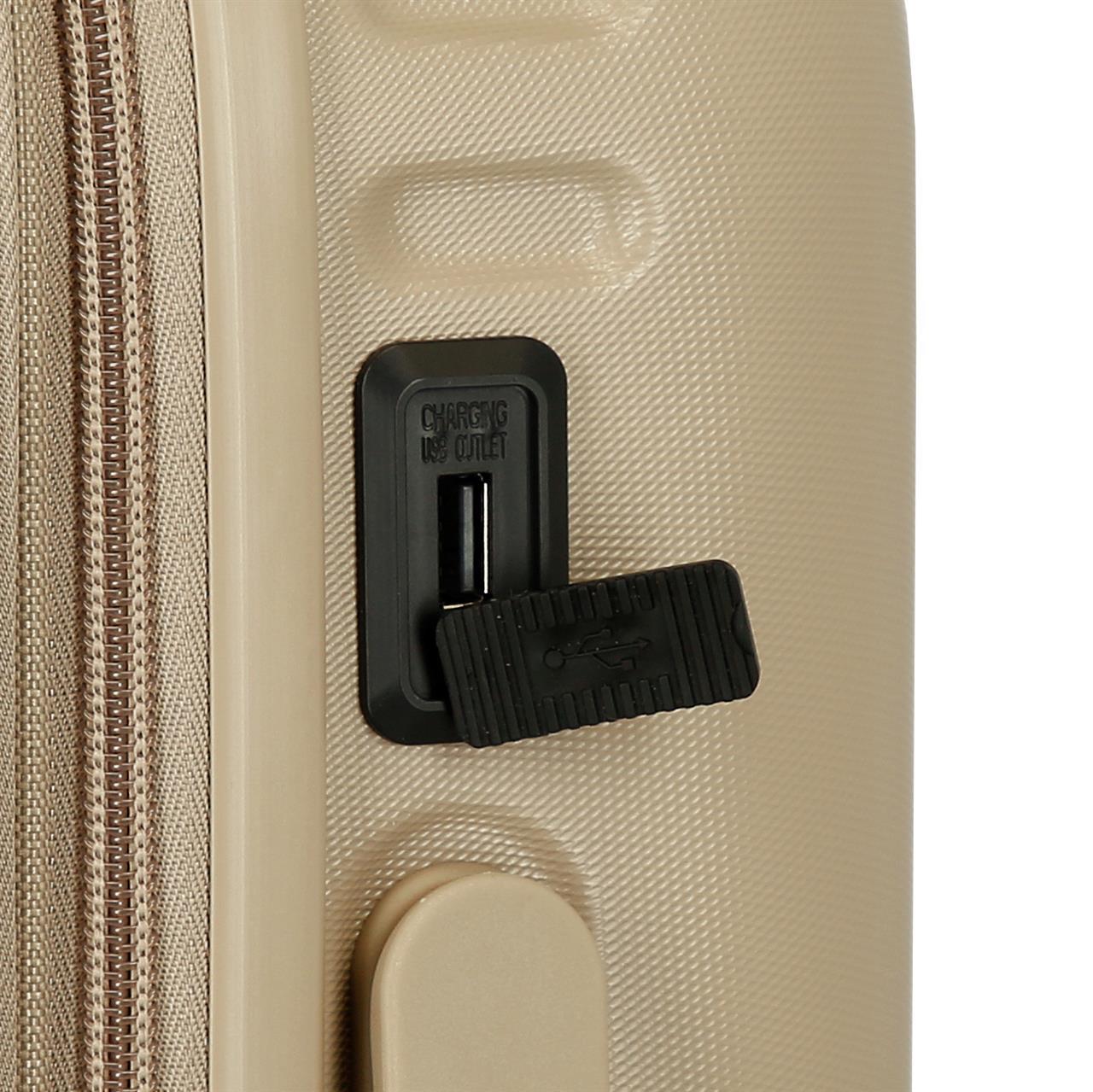 7698638 TROLLEY ABS 55CM. C/EXP. 4R. PJL ACCENT BEIGE CHAMPA