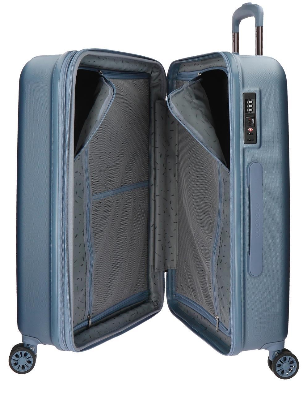 5319263 TROLLEY ABS 65CM.4R.WOOD ZILVER