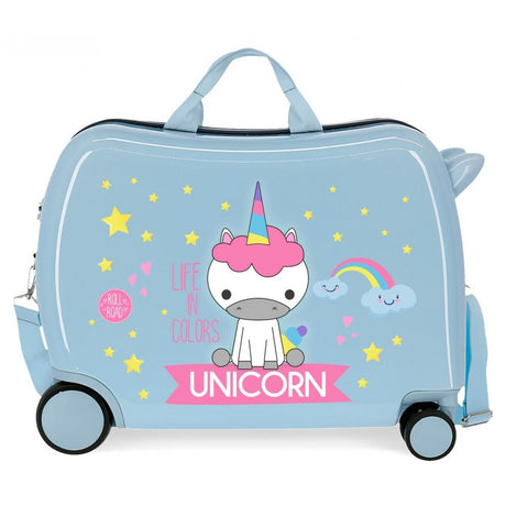 Children's suitcase 2 multidirectional wheels Little Me Unicorn Light blue