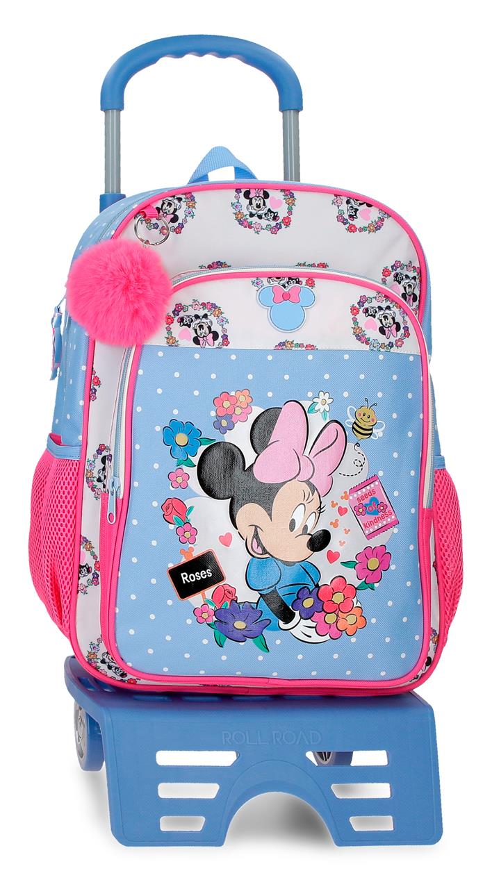 43123V1 ADAP BACKPACK. 40CM. C/CARRO. MINNIE FLOWERS