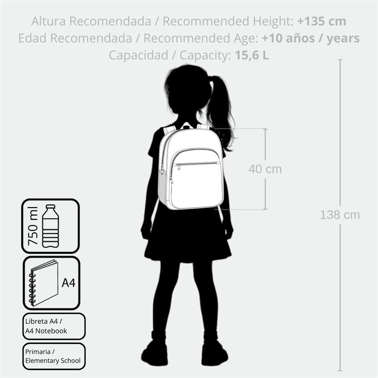 43623V1 ADAP-RUCKSACK. 40CM. C/CARRO. STICH WEITER