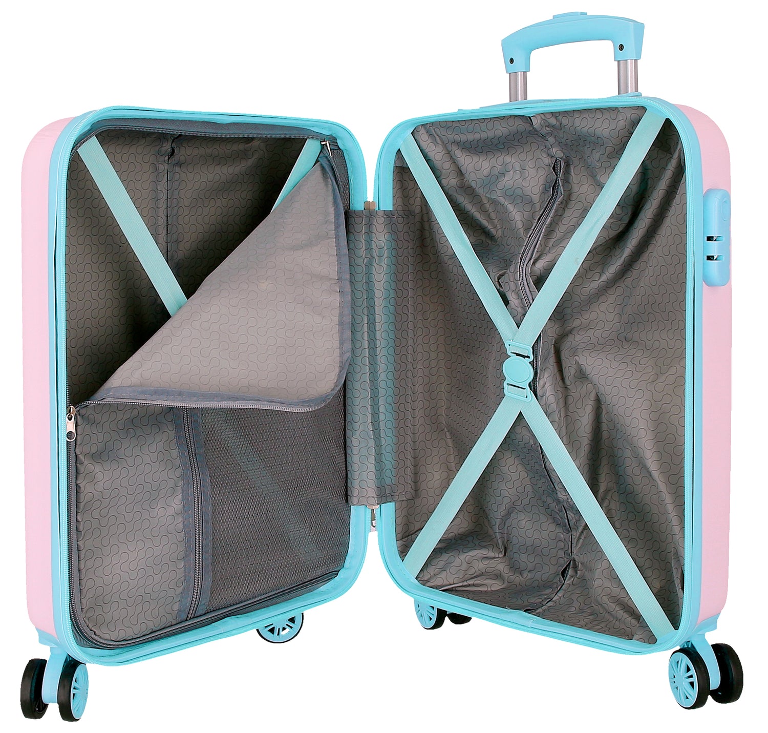 TROLLEY ABS 55CM.4R. MINNIE TODO MEU AMOR ROSA-TURQUESA