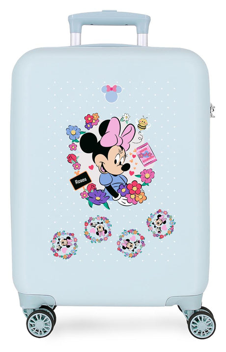 4311111 TROLLEY ABS 55CM. 4R. MINNIE JASNONIEBIESKIE KWIATY