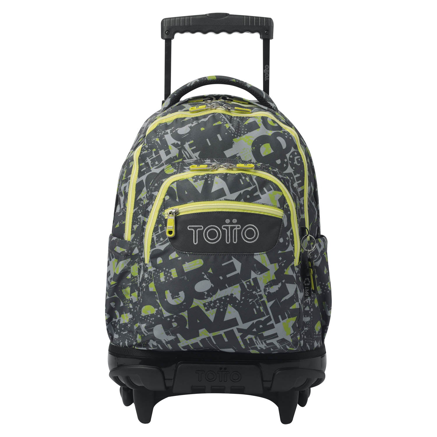 TOTTO Sac à dos scolaire avec roues de lignes + boîtier de tableau de bord - 7yj texte grunge
