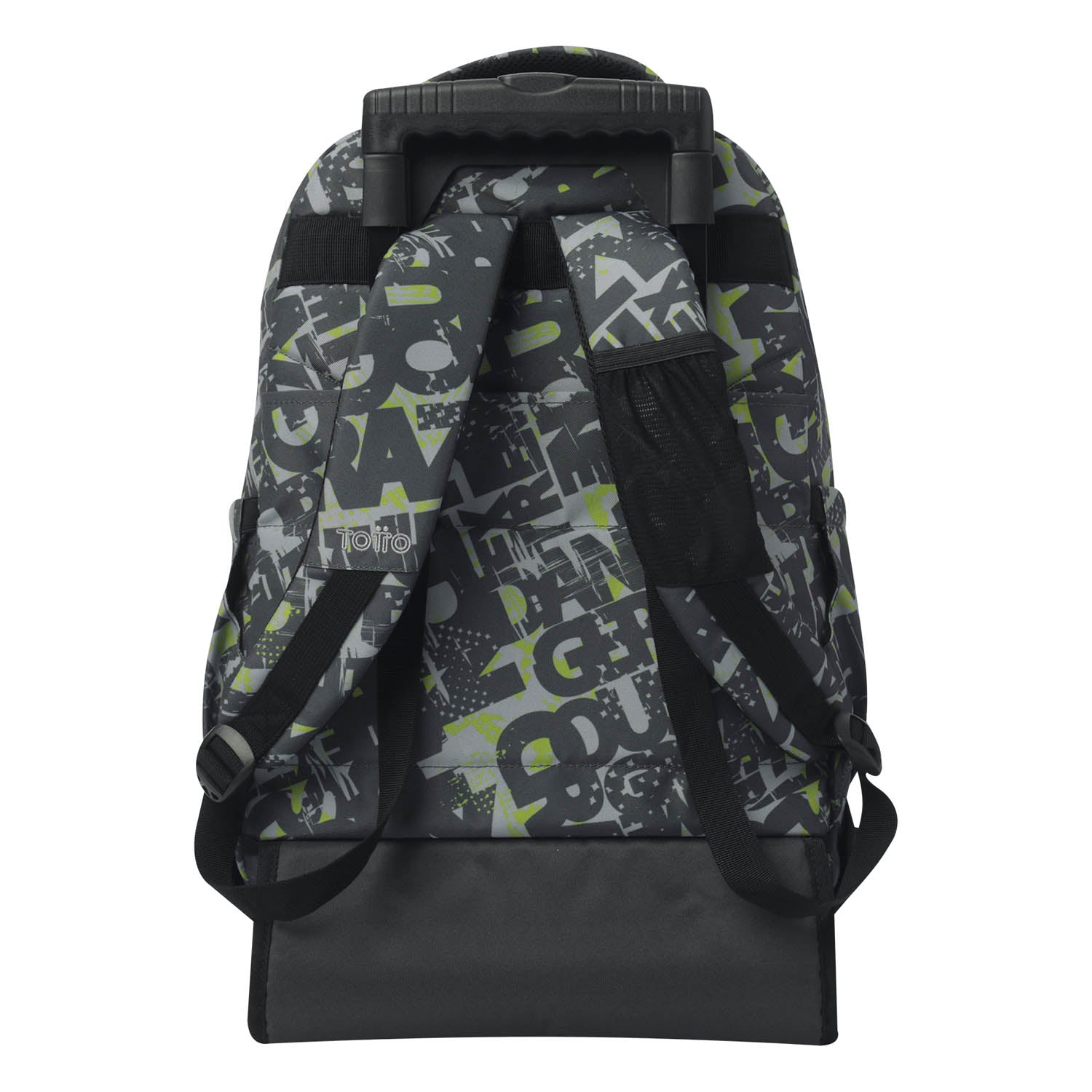 TOTTO Sac à dos scolaire avec roues de lignes + boîtier de tableau de bord - 7yj texte grunge