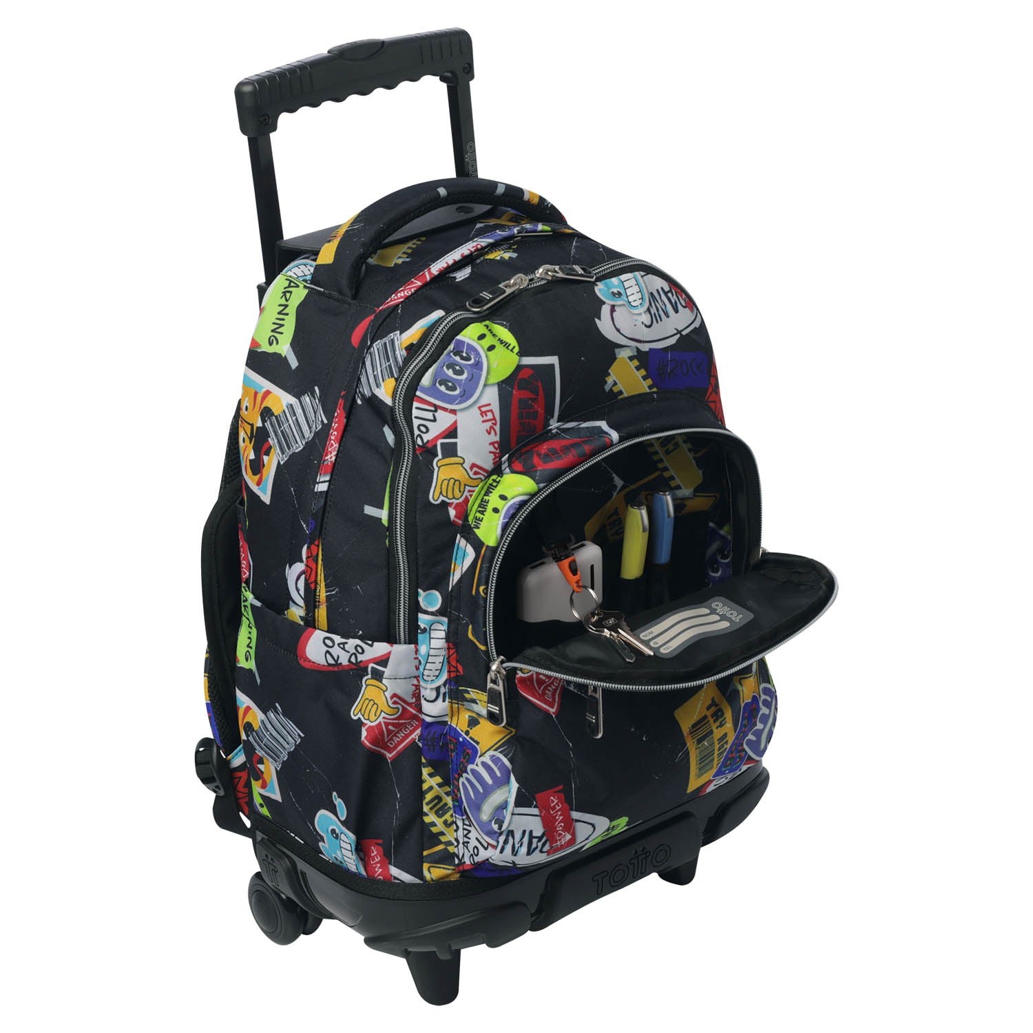 TOTTO Mochila escolar con ruedas Renglones + Estuche Tablero - 8C5 Sticky