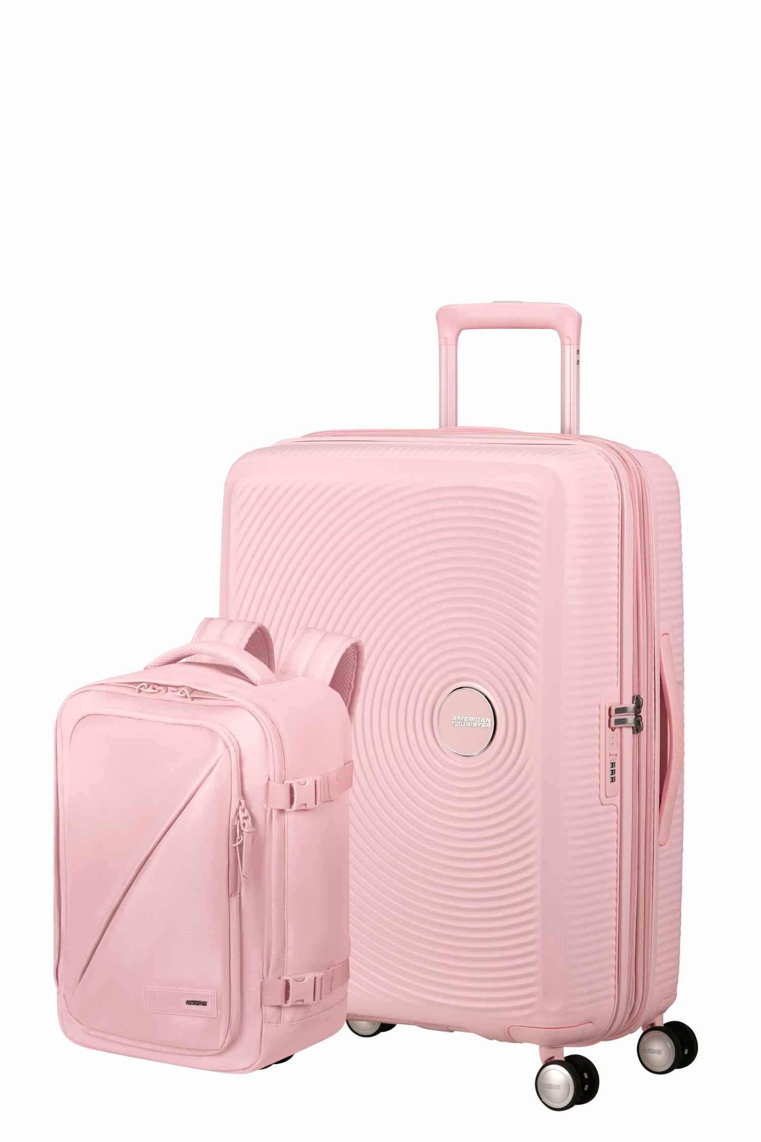 Pack Mittlerer Koffer SoundBox + Rucksack Take2cabin von American Tourister - Pastellrosa