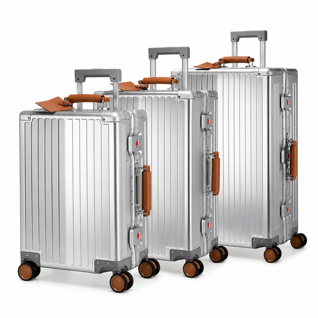 GREENWICH set de maletas Aluminio con asa Piel Vegana NEW YORK 2.0