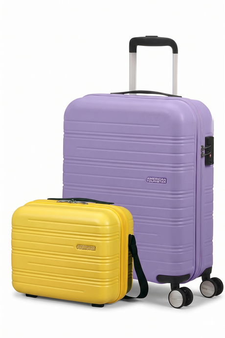 AMERICAN TOURISTER SET DE Valise cabine ET NECESER RIGIDE HIGH TURN- Lila