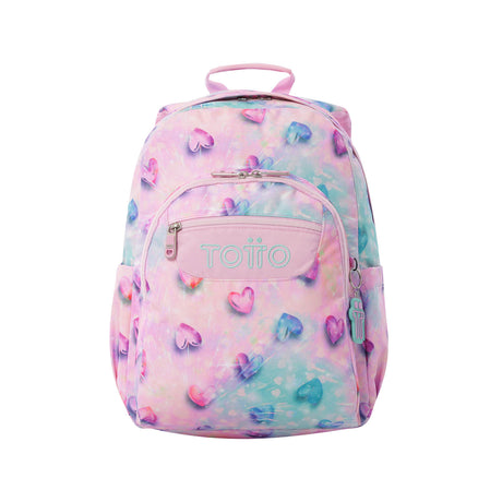 TOTTO Mochila escolar adaptable a carro Shiny Heart 1KB- Acuareles