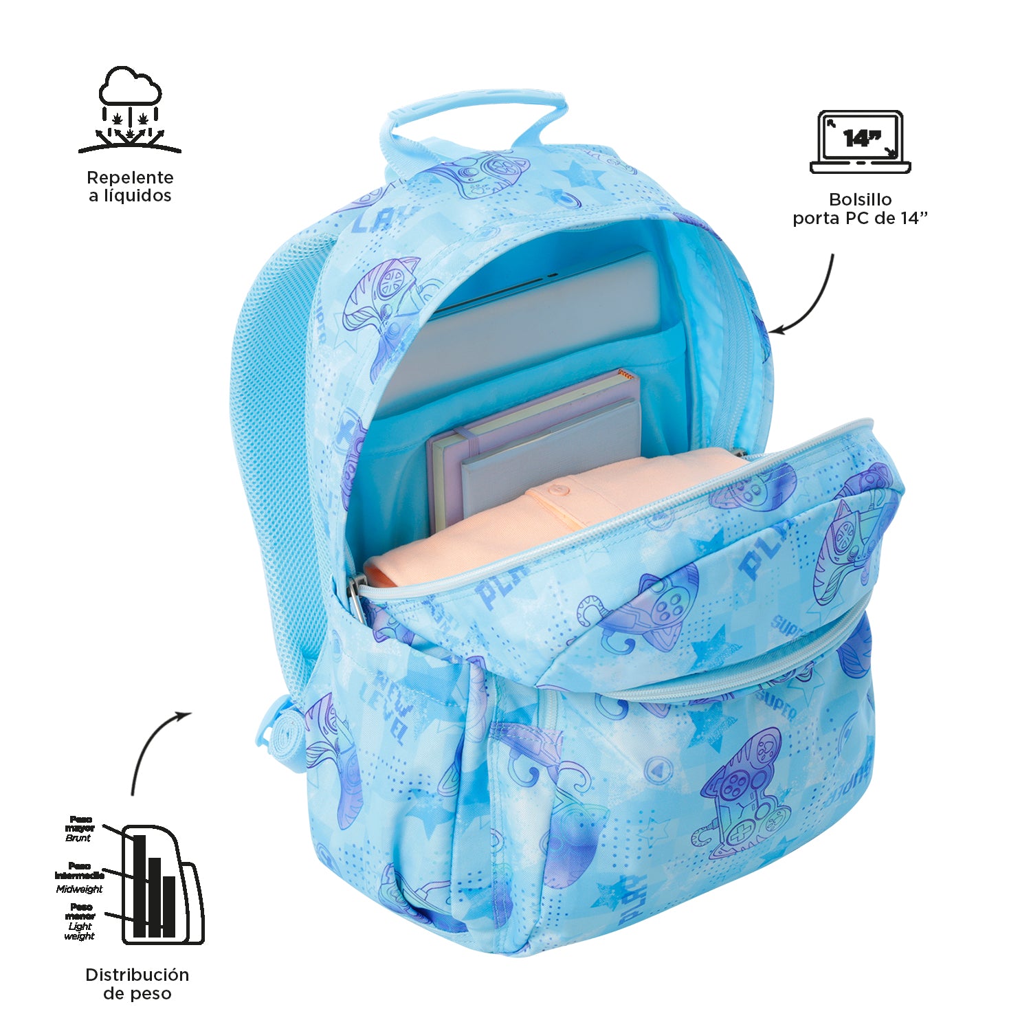 TOTTO Mochila escolar adaptable a carro Polar 1FY- Acuareles