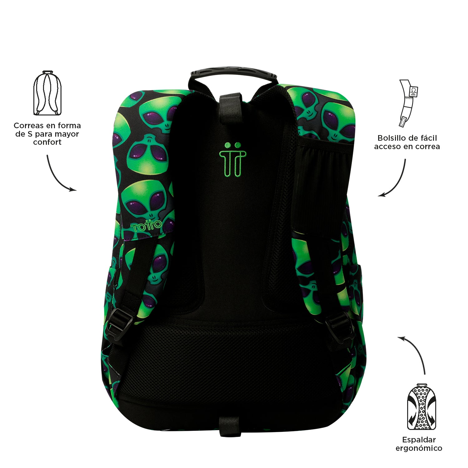 TOTTO Mochila escolar adaptable a carro Ali 6DS - Acuareles