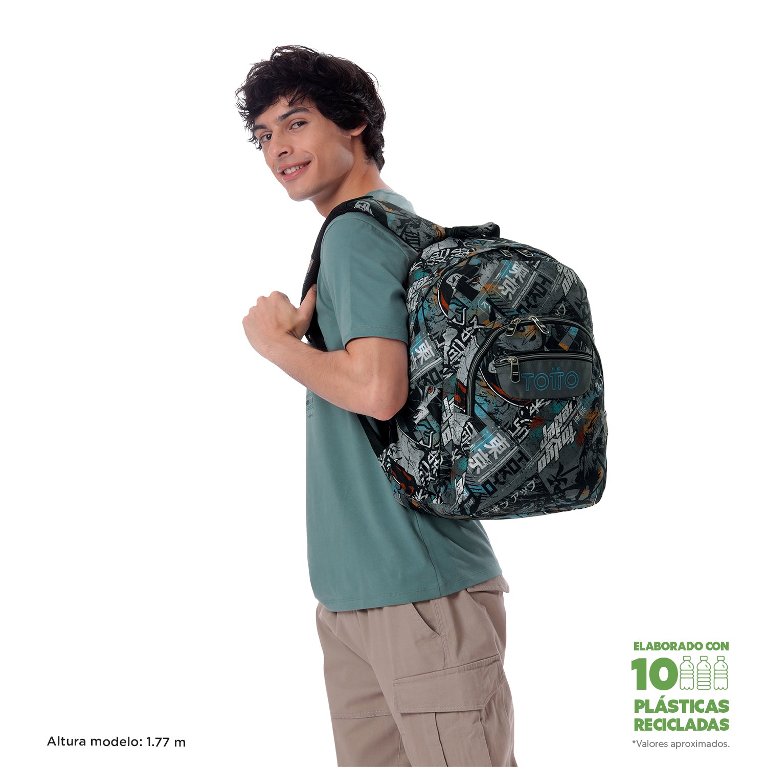 TOTTO Mochila escolar adaptable a carro Okubo 7YL - Acuareles