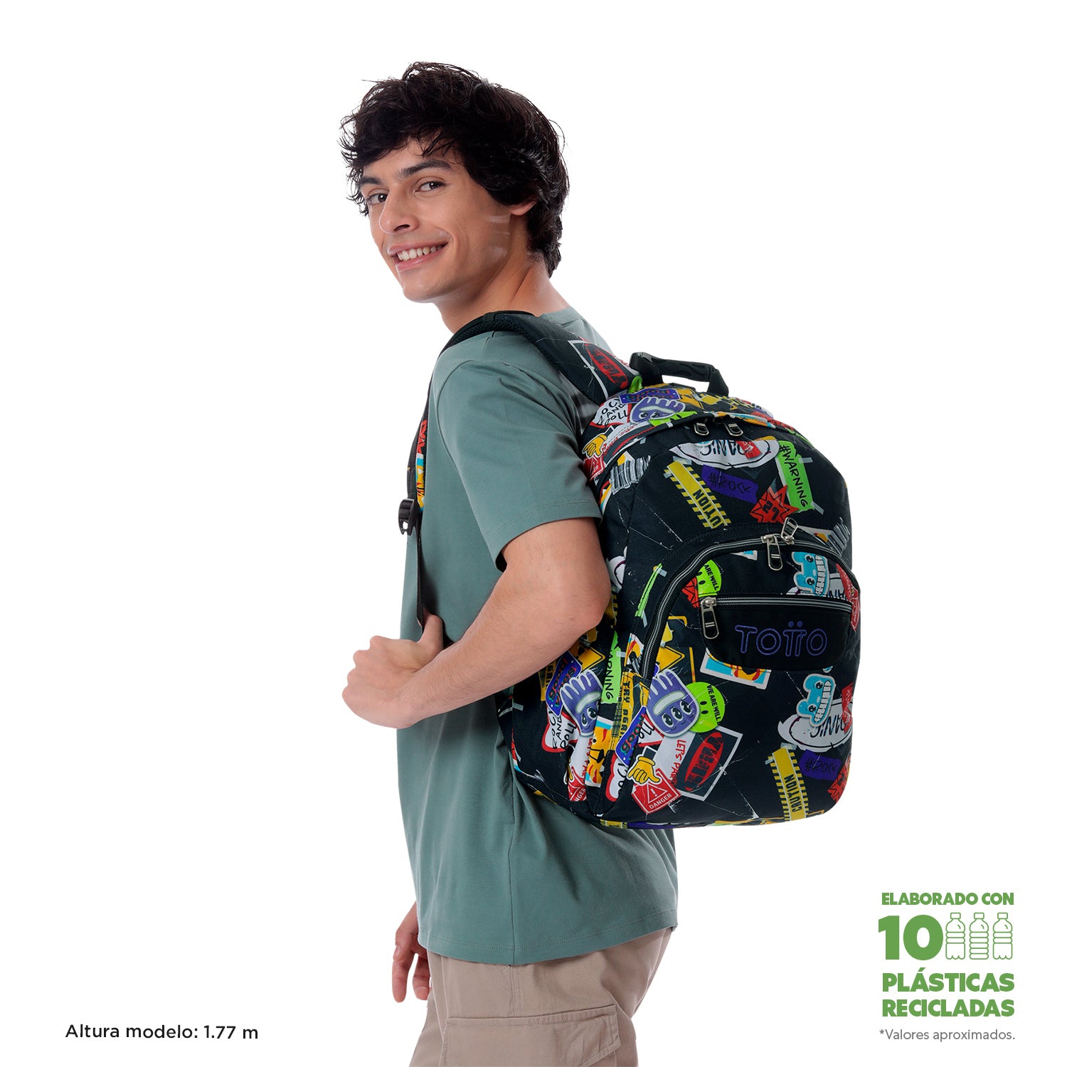 TOTTO Mochila escolar adaptable a carro Sticky 8C5- Acuareles