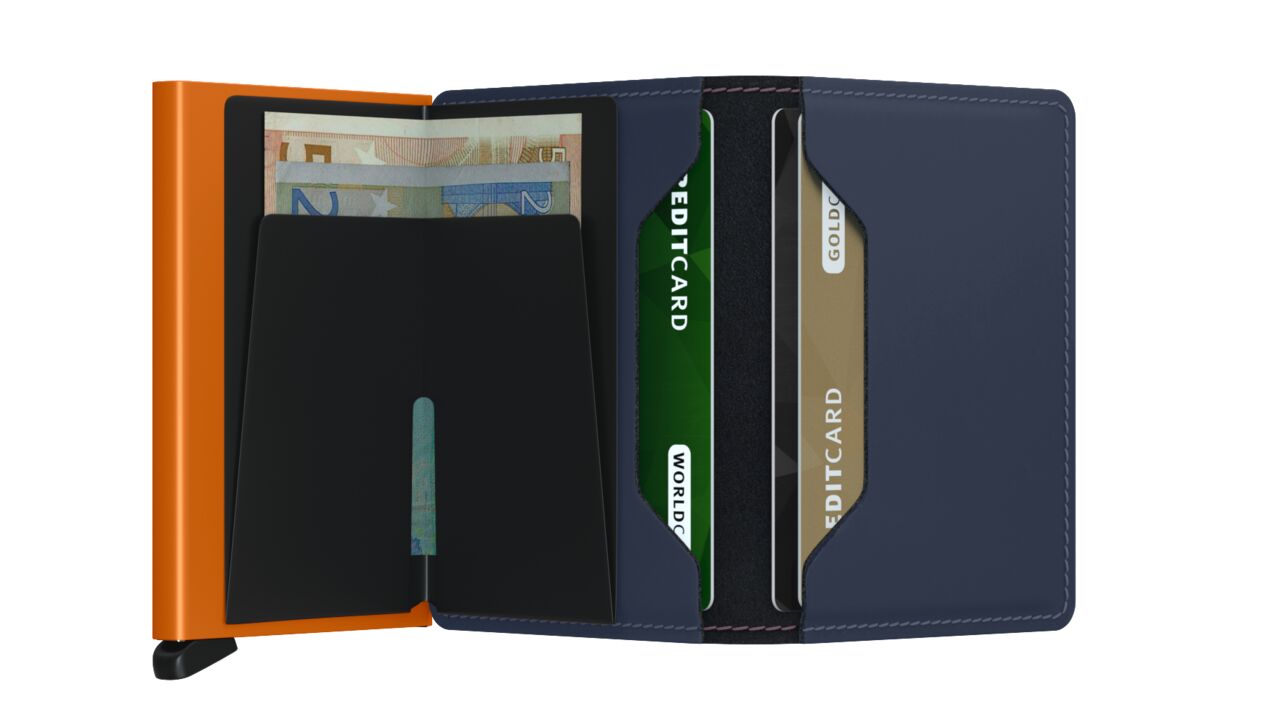 SECRID SLIMWALLET MATT NACHTBLAU & ORANGE