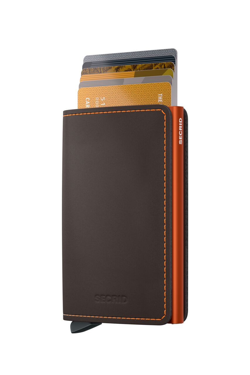 SECRID SLIMWALLET MAT TRUFFEL & ORANJE