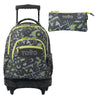 TOTTO Sac à dos scolaire avec roues de lignes + boîtier de tableau de bord - 7yj texte grunge