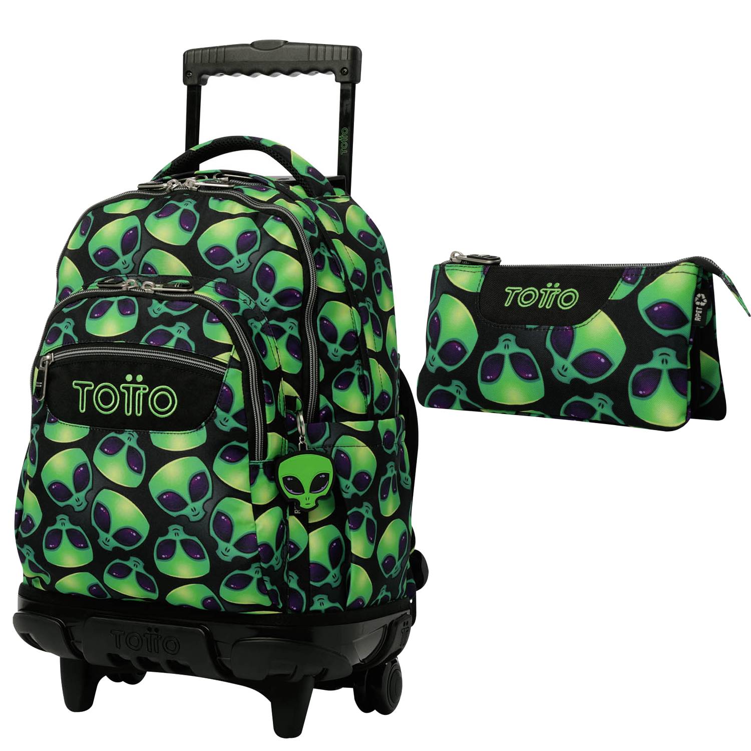 TOTTO Mochila escolar con ruedas Renglones + Estuche Tablero - 6DS Ali